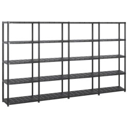 vidaXL Estanterías de almacenaje 5 niveles plástico negro 284x38x170cm