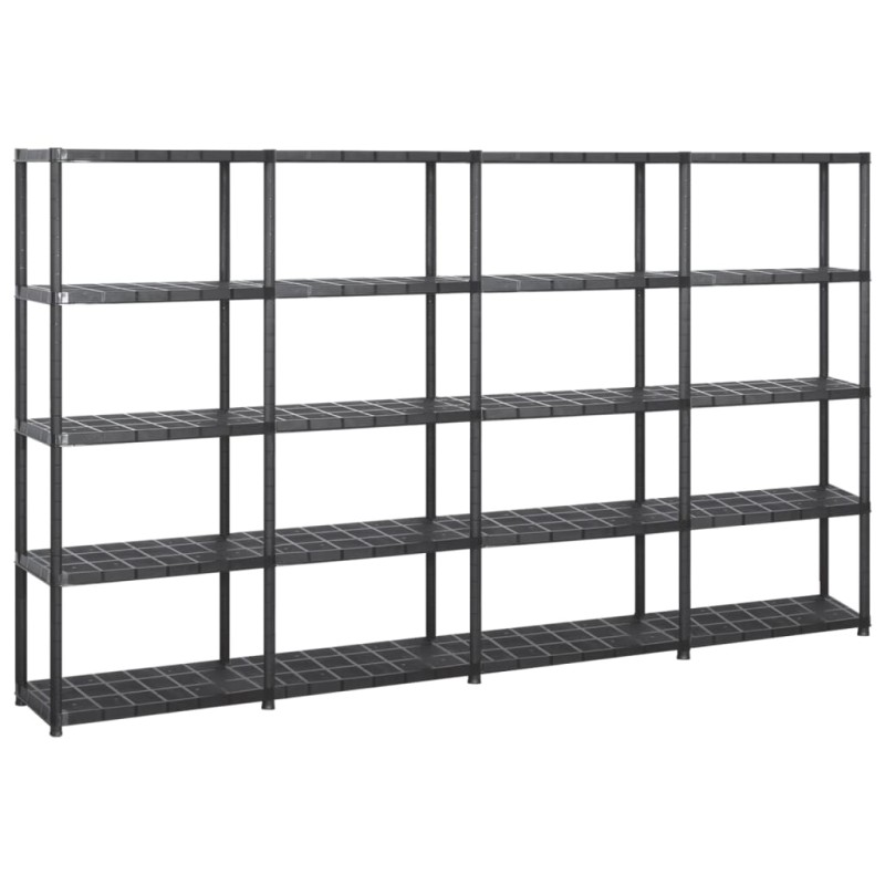 vidaXL Estanterías de almacenaje 5 niveles plástico negro 284x38x170cm