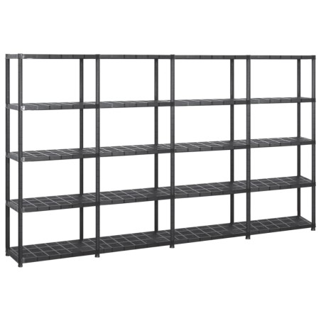 vidaXL Estanterías de almacenaje 5 niveles plástico negro 284x38x170cm