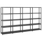 vidaXL Estanterías de almacenaje 5 niveles plástico negro 284x38x170cm