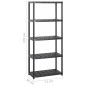vidaXL Estanterías de almacenaje 5 niveles plástico negro 284x38x170cm