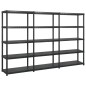 vidaXL Estanterías de almacenaje 5 niveles plástico negro 255x40x185cm vidaXL Estanterías de almacenaje 5 niveles plástico negro 255x40x185cm