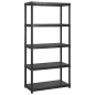 vidaXL Estanterías de almacenaje 5 niveles plástico negro 255x40x185cm vidaXL Estanterías de almacenaje 5 niveles plástico negro 255x40x185cm