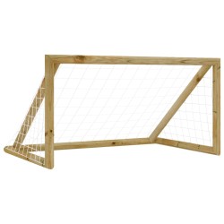 vidaXL Portería de fútbol con red madera pino impregnada 120x80x60 cm