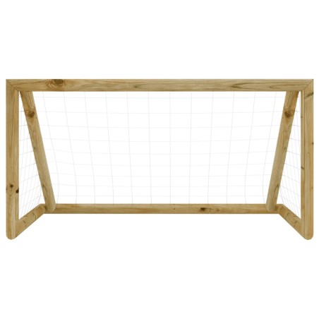 vidaXL Portería de fútbol con red madera pino impregnada 120x80x60 cm