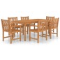 vidaXL Conjunto de comedor de jardín 7 piezas madera maciza de teca vidaXL Conjunto de comedor de jardín 7 piezas madera maciza de teca