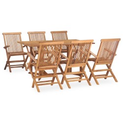 vidaXL Set comedor de jardín plegable 7 piezas madera maciza de teca