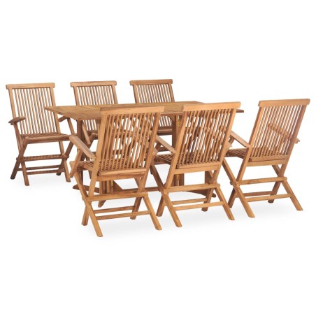 vidaXL Set comedor de jardín plegable 7 piezas madera maciza de teca