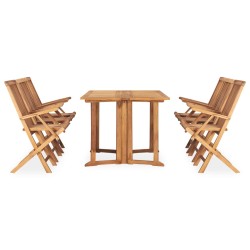 vidaXL Set comedor de jardín plegable 7 piezas madera maciza de teca