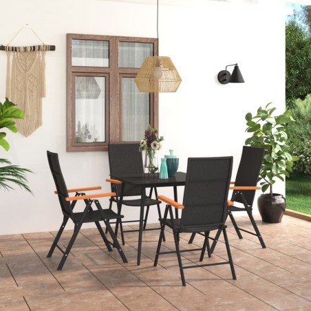 vidaXL Juego de comedor para jardín 5 piezas negro y marrón