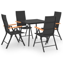 vidaXL Juego de comedor para jardín 5 piezas negro y marrón