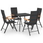 vidaXL Juego de comedor para jardín 5 piezas negro y marrón vidaXL Juego de comedor para jardín 5 piezas negro y marrón