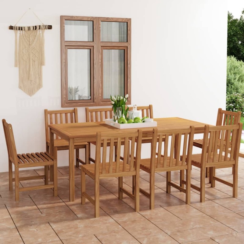 vidaXL Conjunto de comedor de jardín 9 piezas madera maciza de teca