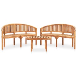 vidaXL Juego de muebles de jardín 3 piezas madera maciza de teca