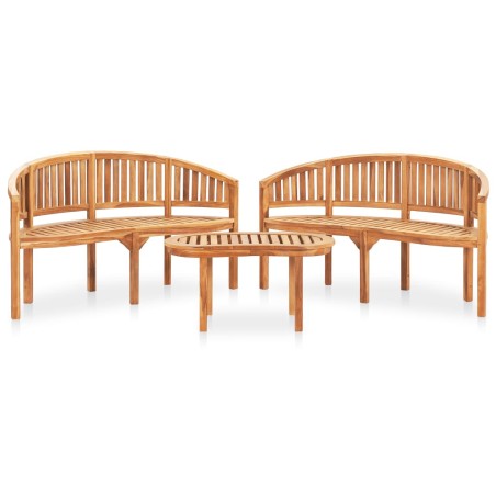 vidaXL Juego de muebles de jardín 3 piezas madera maciza de teca