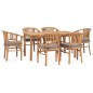 vidaXL Set de comedor de jardín 7 pzas y cojines madera maciza de teca vidaXL Set de comedor de jardín 7 pzas y cojines madera maciza de teca