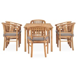 vidaXL Set de comedor de jardín 7 pzas y cojines madera maciza de teca