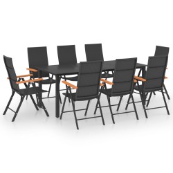 vidaXL Juego de comedor para jardín 9 piezas negro y marrón