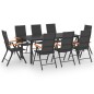 vidaXL Juego de comedor para jardín 9 piezas negro y marrón vidaXL Juego de comedor para jardín 9 piezas negro y marrón