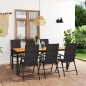 vidaXL Juego de comedor de jardín 7 piezas negro y marrón