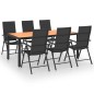 vidaXL Juego de comedor de jardín 7 piezas negro y marrón