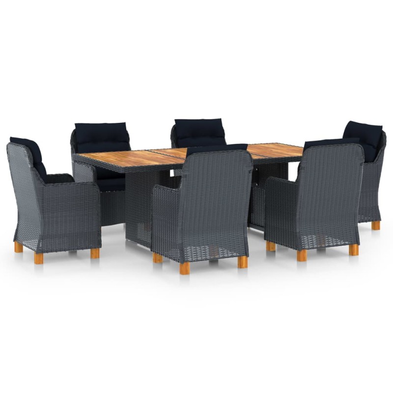 vidaXL Set comedor jardín 7 pzas cojines ratán sintético gris oscuro vidaXL Set comedor jardín 7 pzas cojines ratán sintético gris oscuro