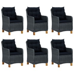 vidaXL Set comedor jardín 7 pzas cojines ratán sintético gris oscuro
