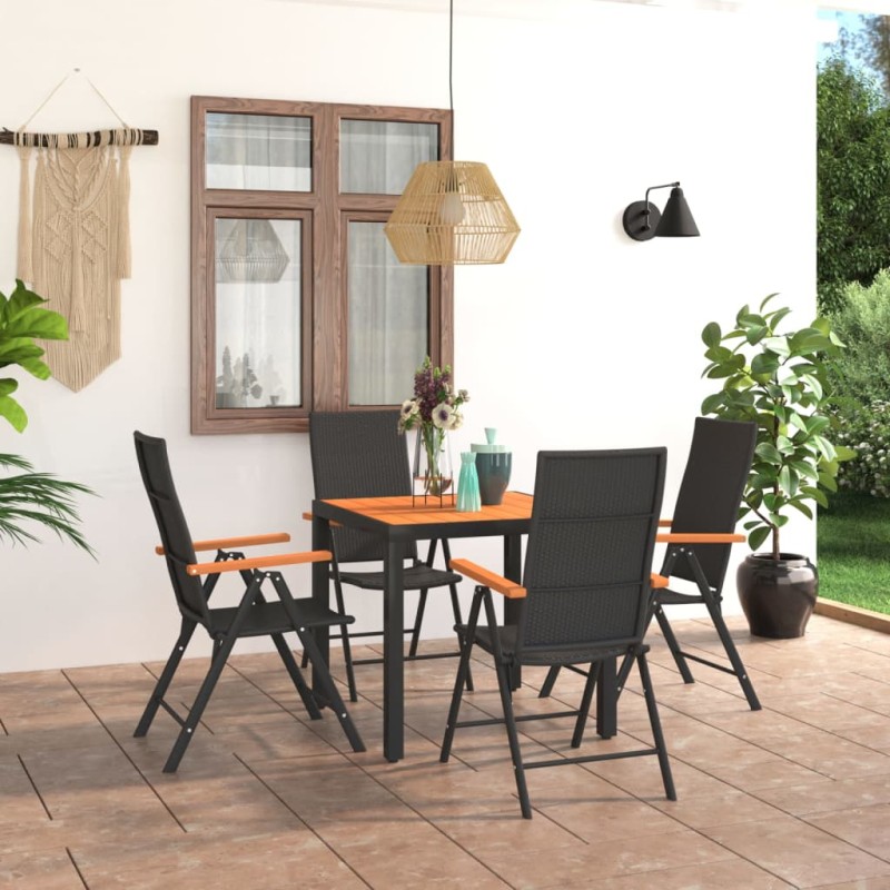 vidaXL Juego de comedor para jardín 5 piezas negro y marrón vidaXL Juego de comedor para jardín 5 piezas negro y marrón
