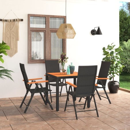 vidaXL Juego de comedor para jardín 5 piezas negro y marrón