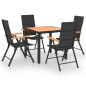 vidaXL Juego de comedor para jardín 5 piezas negro y marrón vidaXL Juego de comedor para jardín 5 piezas negro y marrón
