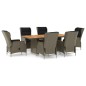 vidaXL Set comedor de jardín 7 piezas y cojines ratán sintético marrón vidaXL Set comedor de jardín 7 piezas y cojines ratán sintético marrón