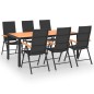 vidaXL Juego de comedor para jardín 7 piezas negro y marrón vidaXL Juego de comedor para jardín 7 piezas negro y marrón