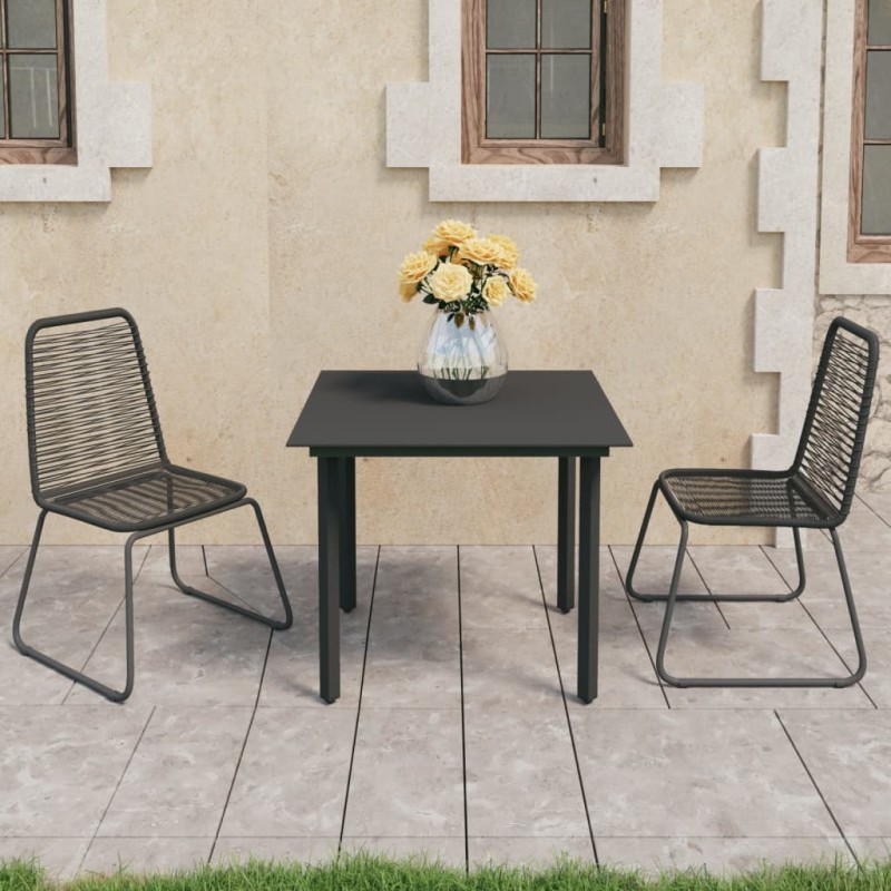 vidaXL Set de comedor de jardín de 3 piezas PVC ratán negro vidaXL Set de comedor de jardín de 3 piezas PVC ratán negro