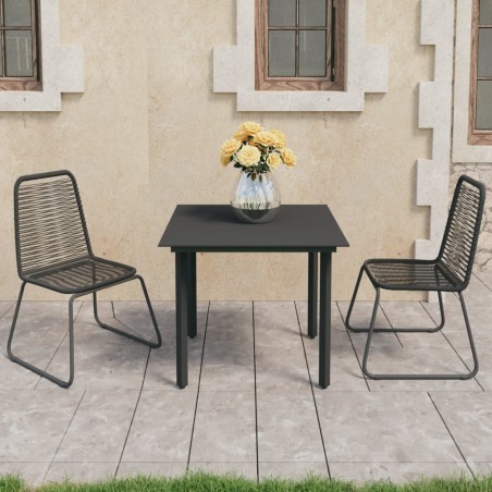 vidaXL Set de comedor de jardín de 3 piezas PVC ratán negro