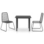 vidaXL Set de comedor de jardín de 3 piezas PVC ratán negro vidaXL Set de comedor de jardín de 3 piezas PVC ratán negro