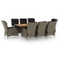 vidaXL Set de comedor jardín 9 piezas cojines ratán sintético marrón vidaXL Set de comedor jardín 9 piezas cojines ratán sintético marrón