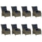 vidaXL Set de comedor jardín 9 piezas cojines ratán sintético marrón vidaXL Set de comedor jardín 9 piezas cojines ratán sintético marrón