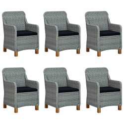 vidaXL Set comedor jardín 7 pzas y cojines ratán sintético gris claro
