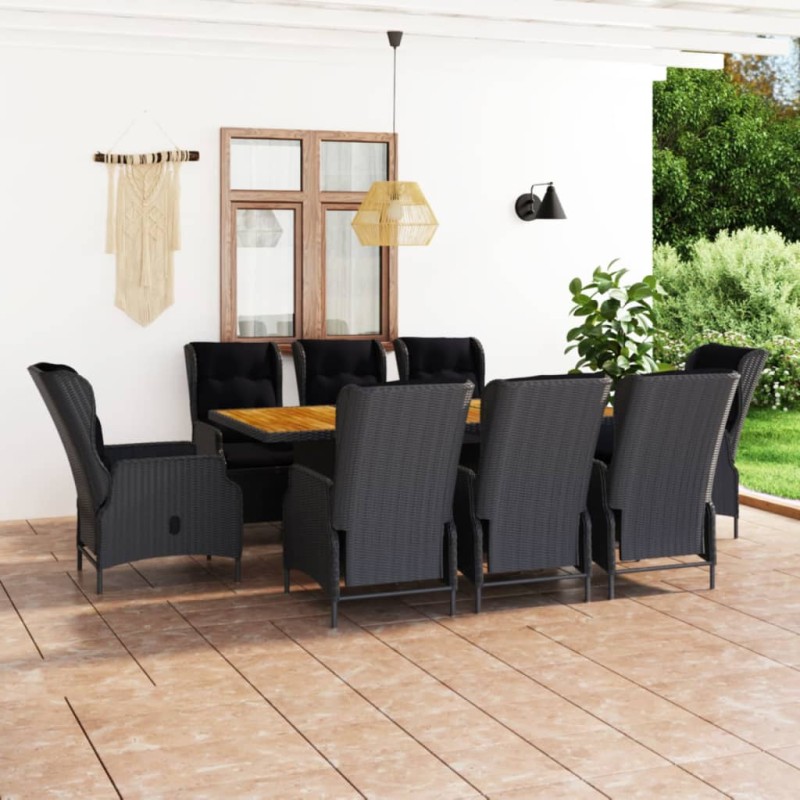 vidaXL Set comedor jardín 9 pzas y cojines ratán sintético gris oscuro vidaXL Set comedor jardín 9 pzas y cojines ratán sintético gris oscuro