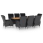 vidaXL Set comedor jardín 9 pzas y cojines ratán sintético gris oscuro vidaXL Set comedor jardín 9 pzas y cojines ratán sintético gris oscuro