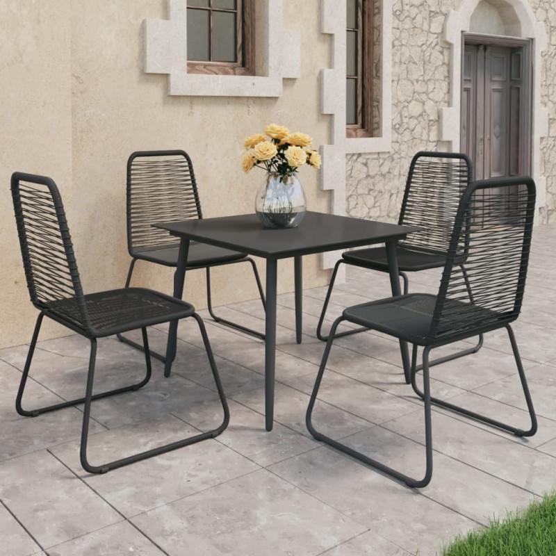 vidaXL Set de comedor de jardín de 5 piezas PVC ratán negro vidaXL Set de comedor de jardín de 5 piezas PVC ratán negro
