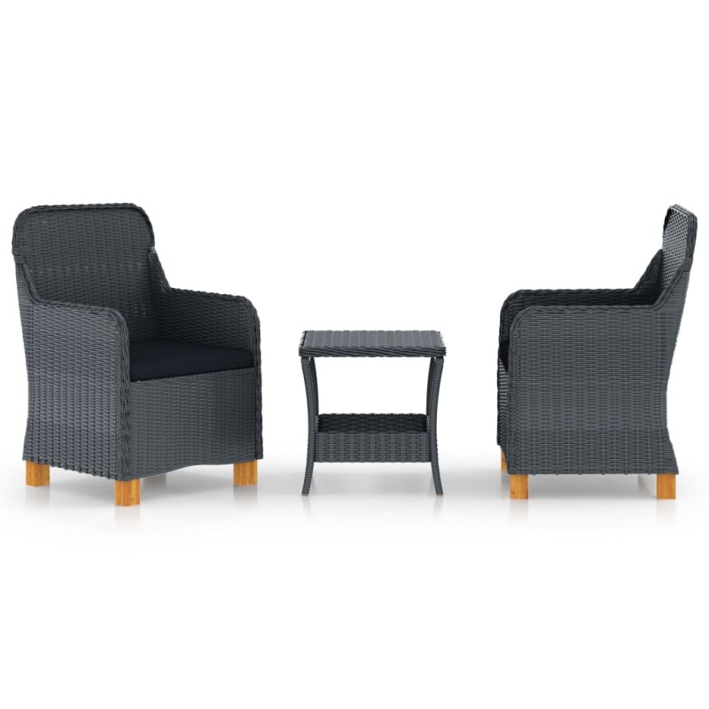 vidaXL Set muebles jardín 3 pzas ratán sintético gris oscuro y cojines vidaXL Set muebles jardín 3 pzas ratán sintético gris oscuro y cojines