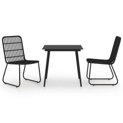 vidaXL Juego de comedor para jardín 3 piezas ratán sintético y vidrio