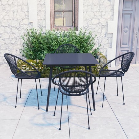 vidaXL Juego de comedor para jardín 5 piezas ratán PVC negro