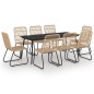 vidaXL Juego de comedor para jardín 9 piezas ratán sintético y vidrio