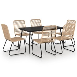 vidaXL Juego de comedor para jardín 7 piezas ratán sintético y vidrio