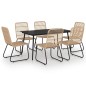 vidaXL Juego de comedor para jardín 7 piezas ratán sintético y vidrio vidaXL Juego de comedor para jardín 7 piezas ratán sintético y vidrio