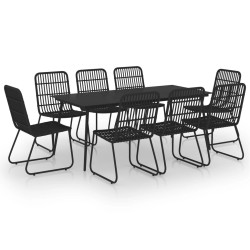 vidaXL Juego de comedor para jardín 9 piezas ratán sintético y vidrio