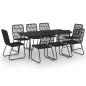 vidaXL Juego de comedor para jardín 9 piezas ratán sintético y vidrio vidaXL Juego de comedor para jardín 9 piezas ratán sintético y vidrio