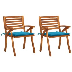 vidaXL Sillas de comedor jardín con cojines 2 uds madera maciza acacia